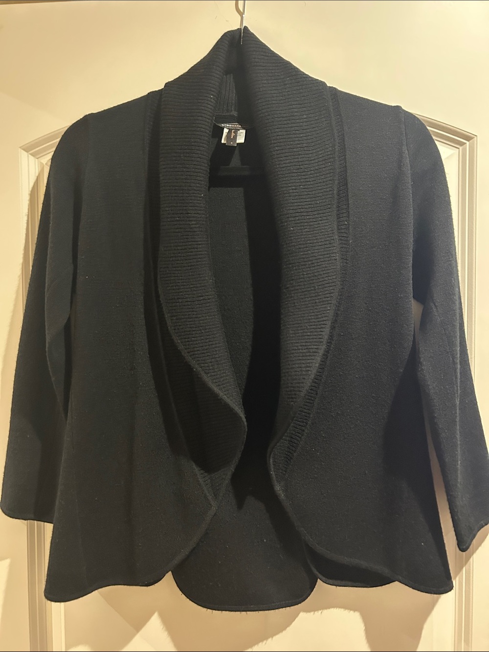 BCBG Maxazaria Shawl Collar Tie Black Cardigan, size Small